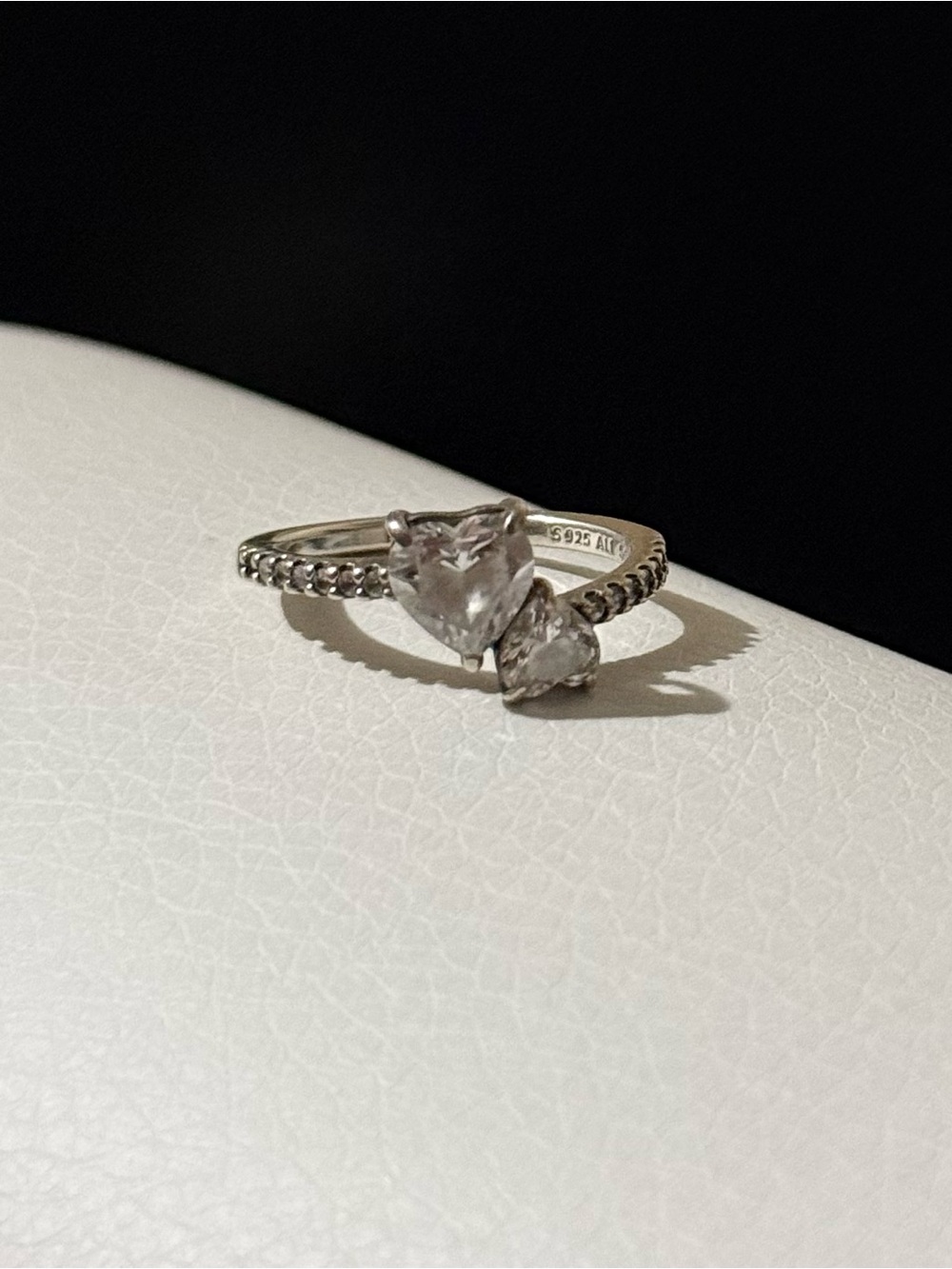 Pandora Double Heart Sparkling Ring